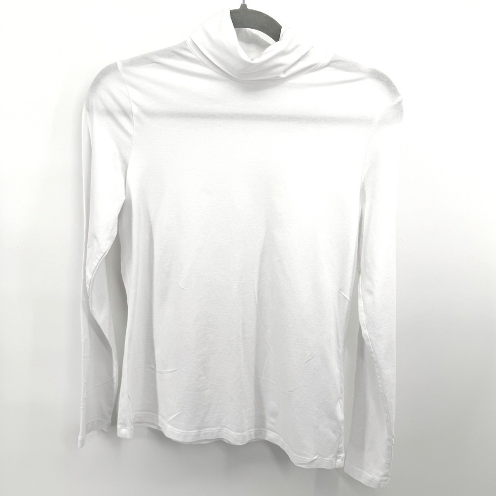 Lands' End Turtleneck Women Small White Long Sleeve Layering Top Winter Preppy